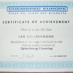 Upholstery Cleaning Certificate